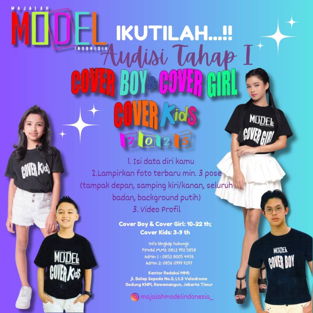 Ikutilah Audisi Tahap 1 Cover Boy – Girl & Kids&nbsp;2025